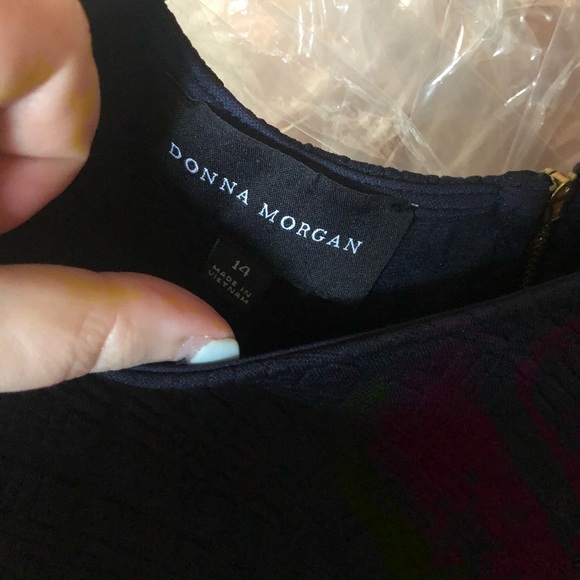 Donna Morgan Jacquard Navy Blue dress size 14 - Picture 3 of 5